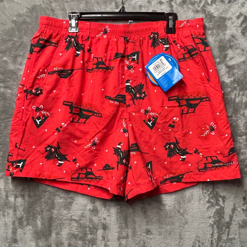 Columbia PFG Super Backcast Swim Water Shorts Mens L Red Fishing Christmas - NEW